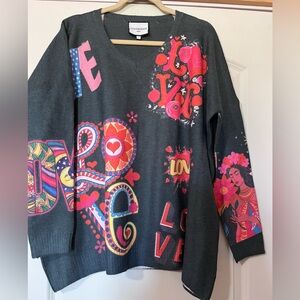 Gold & Silver Paris oversized new LOVE sweater OS Valentines Day vibrant colors